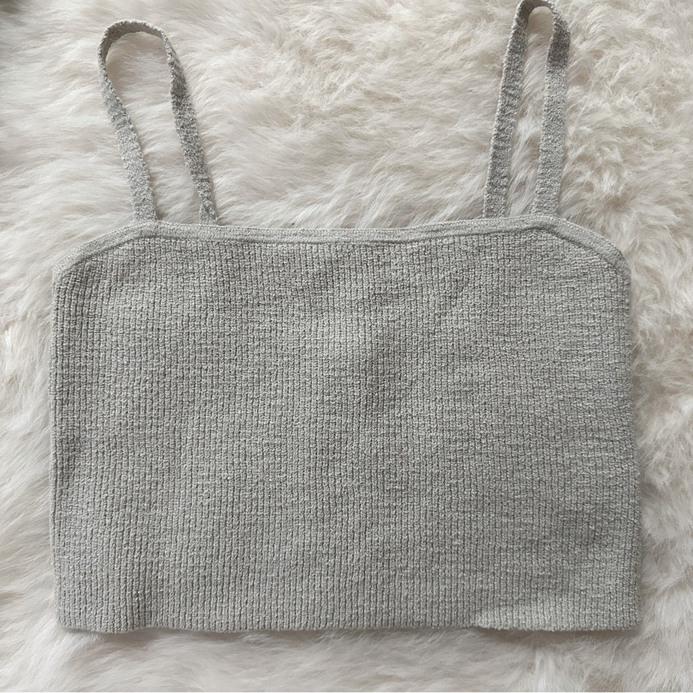 Madewell Halstead Square Neck Sweater Tank Cami SMALL Form Grey